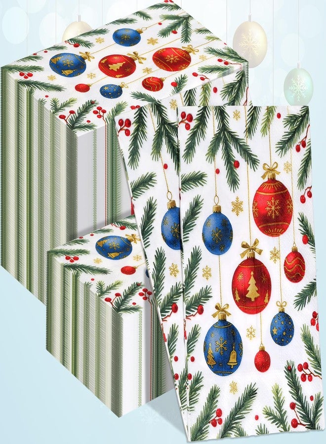 Jollidecor 170 Pcs Christmas Paper Napkins Disposable Guest Napkins 2 Ply Decorative Christmas Balls Holiday Xmas Dinner Hand Napkin for Party, Kitchen, Bathroom, Holiday Xmas Table Decoration - Image 1